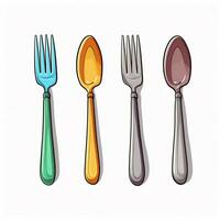 Cutlery 2d cartoon illustraton on white background high qu photo