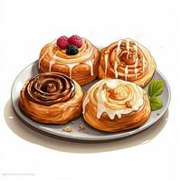 Danishes 2d vector illustration cartoon in white backgroun photo