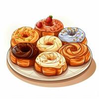 Danishes 2d vector illustration cartoon in white backgroun photo