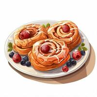 Danishes 2d vector illustration cartoon in white backgroun photo