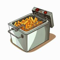 Deep Fryer 2d cartoon illustraton on white background high photo