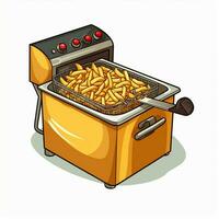 Deep Fryer 2d cartoon illustraton on white background high photo