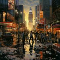 Depict the aftermath and reflection on Y2K once the new mi photo