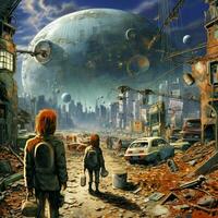 Depict the aftermath and reflection on Y2K once the new mi photo