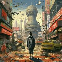 Depict the aftermath and reflection on Y2K once the new mi photo