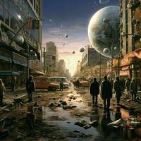 Depict the aftermath and reflection on Y2K once the new mi photo