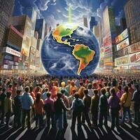 Depict the global unity and cooperation that emerged durin photo