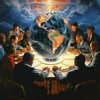 Depict the global unity and cooperation that emerged durin photo