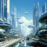 representar el influencia de y2k en futurista arquitectura y foto