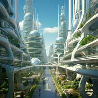 Depict the influence of Y2K on futuristic architecture and photo