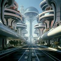 Depict the influence of Y2K on futuristic architecture and photo