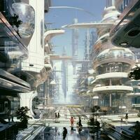 Depict the influence of Y2K on futuristic architecture and photo