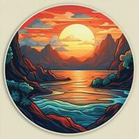 Design a sticker featuring a breathtaking sunset or sunris photo