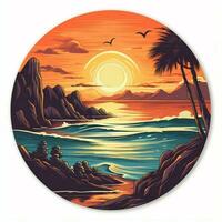 Design a sticker featuring a breathtaking sunset or sunris photo