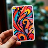 Design a sticker featuring a vibrant abstract pattern photo