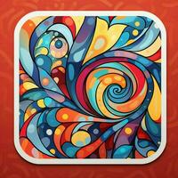 Design a sticker featuring a vibrant abstract pattern photo