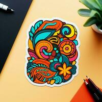 Design a sticker featuring a vibrant abstract pattern photo