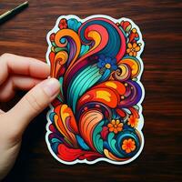 Design a sticker featuring a vibrant abstract pattern photo