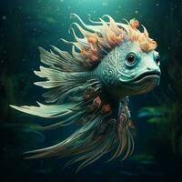 Devise a 3D avatar that resembles a mythical sea creature photo