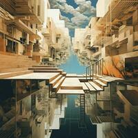 Distorted images blending reality and abstraction photo