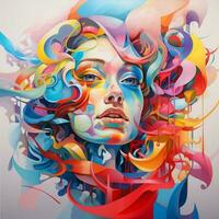 Distorted shapes and colors merging into captivating abstr photo