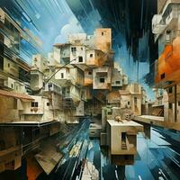 Distorted images blending reality and abstraction photo