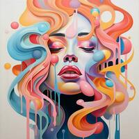 Distorted shapes and colors merging into captivating abstr photo