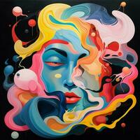 Distorted shapes and colors merging into captivating abstr photo