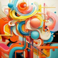 Distorted shapes and colors merging into captivating abstr photo