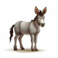 Burro 2d vector ilustración dibujos animados en blanco antecedentes foto