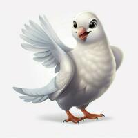 Dove 2d cartoon illustraton on white background high quali photo