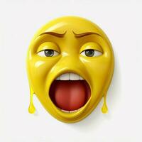 Drooling Face emoji on white background high quality 4k hd photo