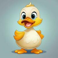 Pato 2d dibujos animados vector ilustración en blanco antecedentes Hola foto