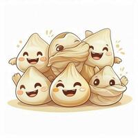 Dumplings 2d vector illustration cartoon in white backgrou photo