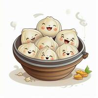 Dumplings 2d vector illustration cartoon in white backgrou photo