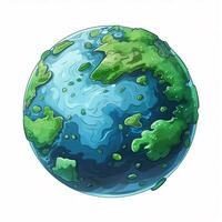 Earth 2d cartoon vector illustration on white background h photo