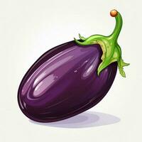 Eggplant 2d vector illustration cartoon in white backgroun photo