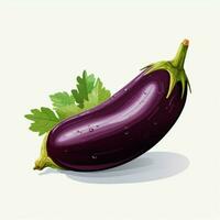 Eggplant 2d vector illustration cartoon in white backgroun photo