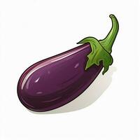 Eggplant 2d vector illustration cartoon in white backgroun photo