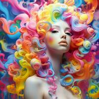 Electric rainbows of synthetic beauty photo
