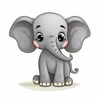 elefante 2d dibujos animados vector ilustración en blanco fondo foto