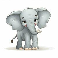 Elephant 2d cartoon vector illustration on white backgroun photo