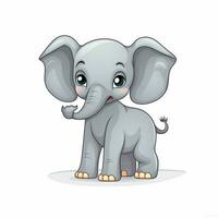elefante 2d dibujos animados vector ilustración en blanco fondo foto
