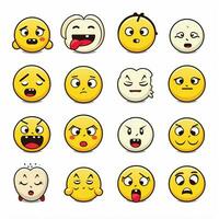emocional caras emojis 2d dibujos animados vector ilustración en w foto