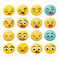 Emotion Emojis 2d cartoon vector illustration on white bac photo