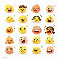 emocional caras emojis 2d dibujos animados vector ilustración en w foto