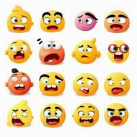 Emotion Emojis 2d cartoon vector illustration on white bac photo
