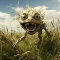 Energetic creature hopping around in open grasslands photo