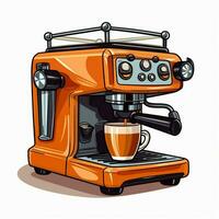 Café exprés máquina 2d dibujos animados vector ilustración en blanco si foto