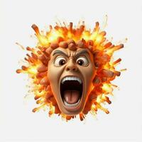 Exploding Head emoji on white background high quality 4k photo